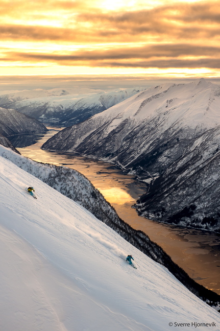 Kaylin Richardson and Aurelien Ducroz ski in Norway in “Ticket to Ride.”