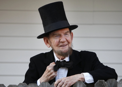 Jim Getty of Gettysburg, Pa., portrays President Abraham Lincoln. He will give the speech in the same place where Lincoln addressed a war-weary crowd on Nov. 19, 1863.