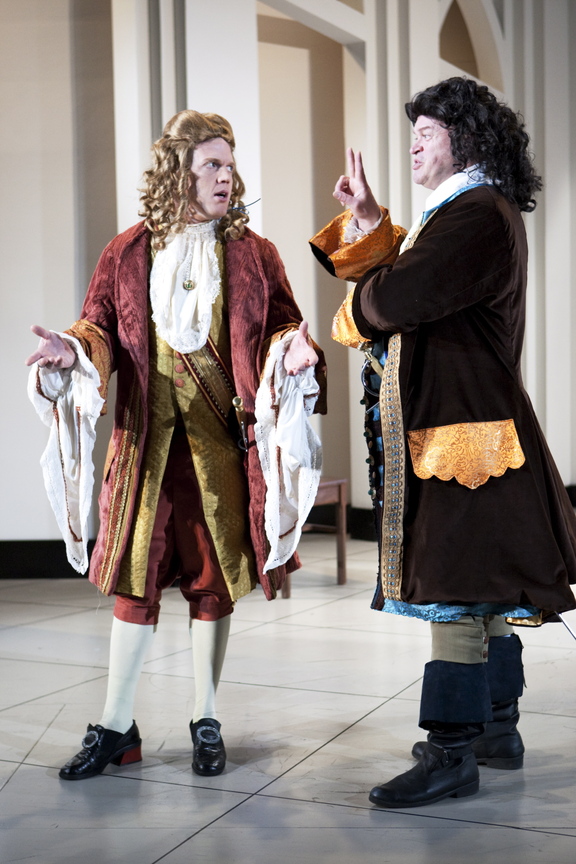 Dustin Tucker, left, with Daniel Noel in Portland Stage's "Bach at Leipzig"