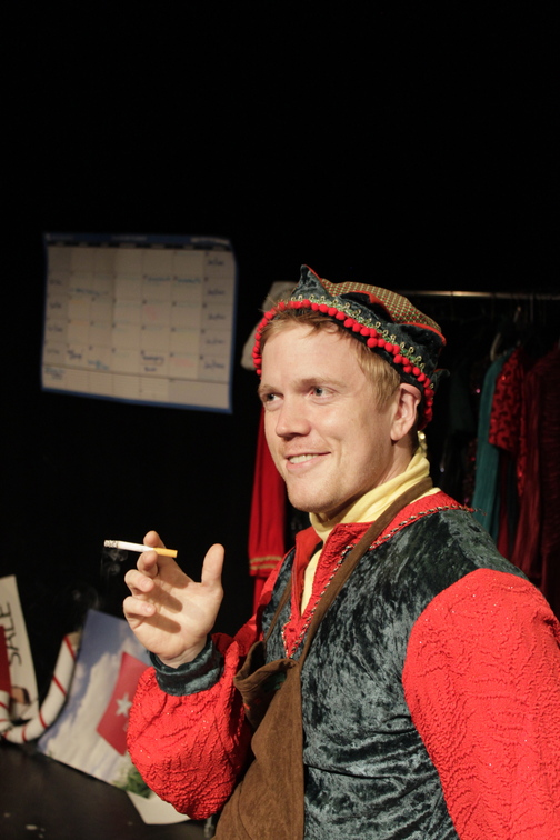 Dustin Tucker in the Portland Stage production “The Santaland Diaries”