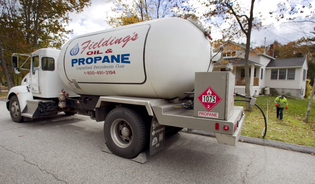 Propane is delivered to a home in Falmouth in this Oct. 24, 2013, photo.