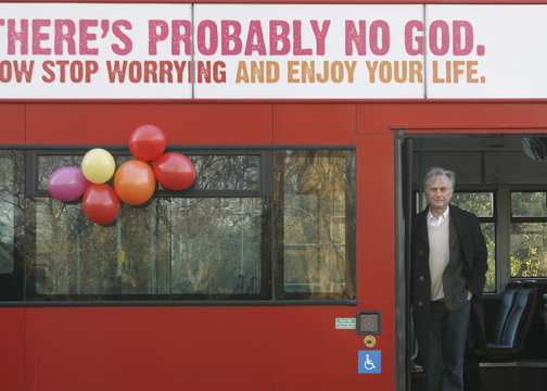 British author Richard Dawkins, who wrote The God Delusion, says telling children they are going to hell is a form of child abuse. He’s shown at the launch of an atheist advertising campaign in London.