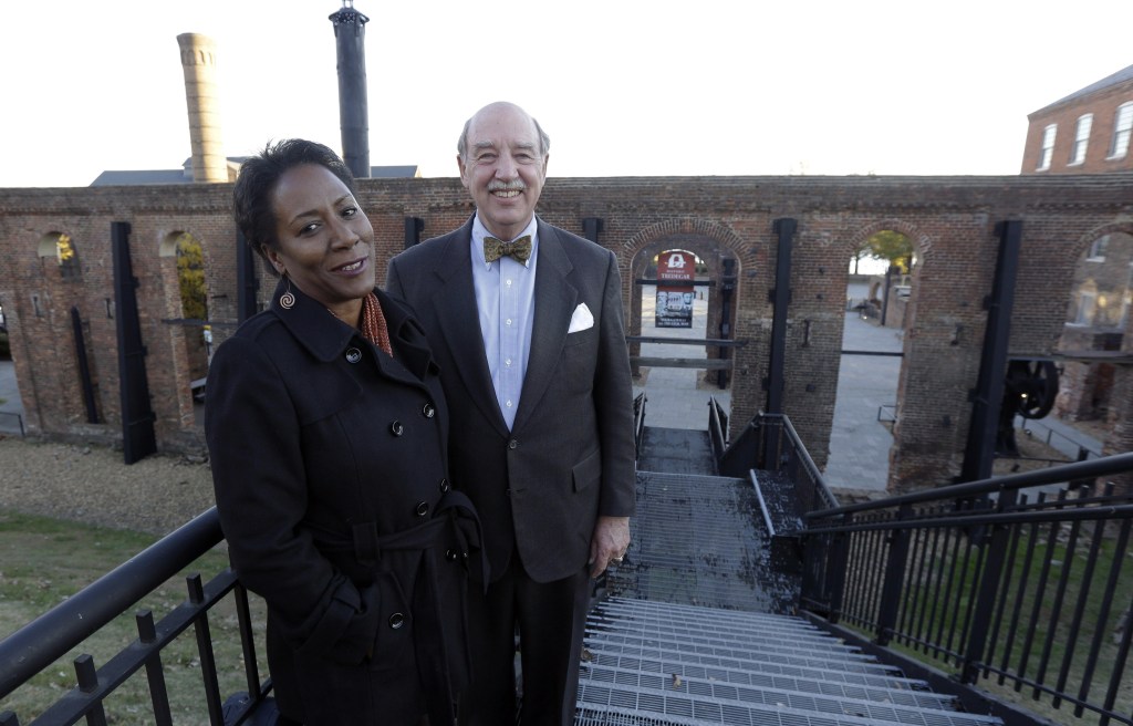 Christy Coleman, left, director of the American Civil War Center, left, and Waite Rawls of the Museum of the Confederacy will bring their museums together at the site of the old Tredegar Ironworks in Richmond, Va.