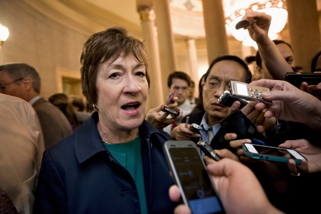 Sen. Susan Collins, R-Maine speaks to reporters on Capitol Hill in Washington last month. Collins is a co-sponsor of Employment Non-Discrimination Act.