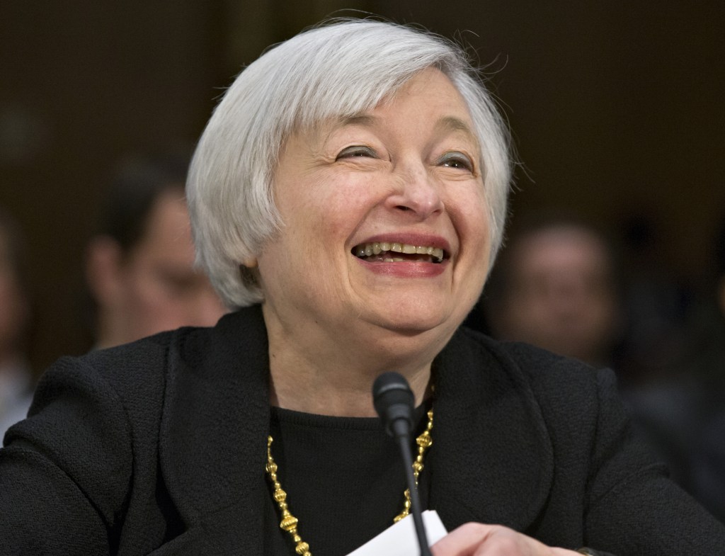 Janet Yellen, nominated to be Federal Reserve chairman, testifies before the Senate banking panel on Capitol Hill.