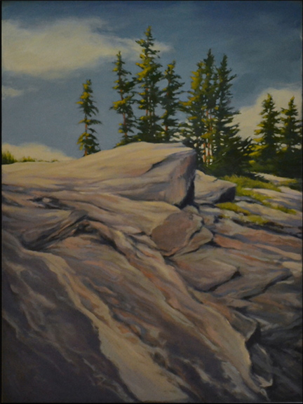 "Pemaquid Point," oil on panel by Margaret Gerding, from her exhibition continuing through November at Greenhut Galleries in Portland.