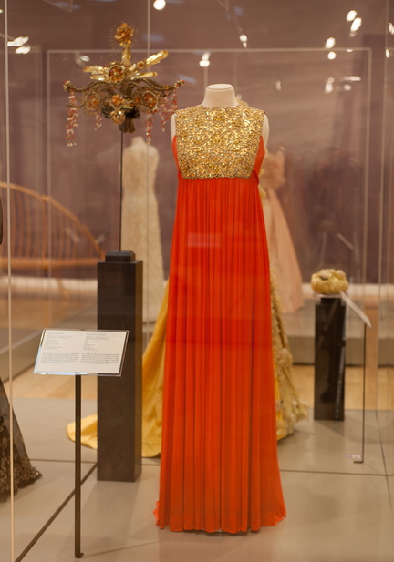 A dress that Princess Grace wore to a 1969 ball is part of the Grace Kelly exhibit at the James A. Michener Art Museum in Doylestown, Pa.