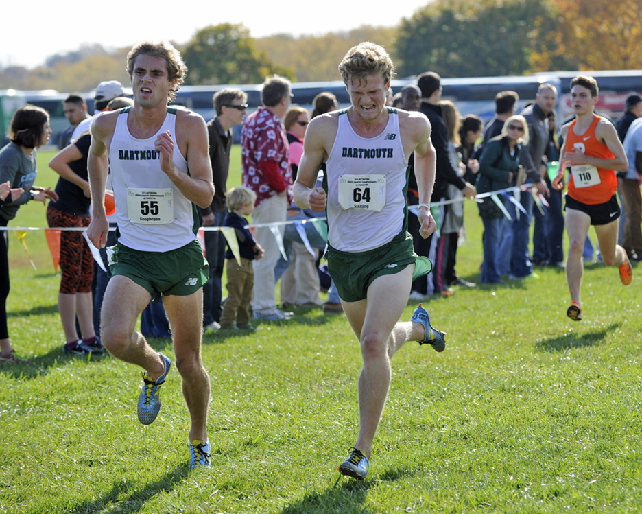 Dartmouth College seniors Will Geoghegan, left, of Brunswick and Henry Sterling of South Freeport have overcome obstacles to help the Big Green earn a berth to Saturday’s NCAA Division I cross country championships.