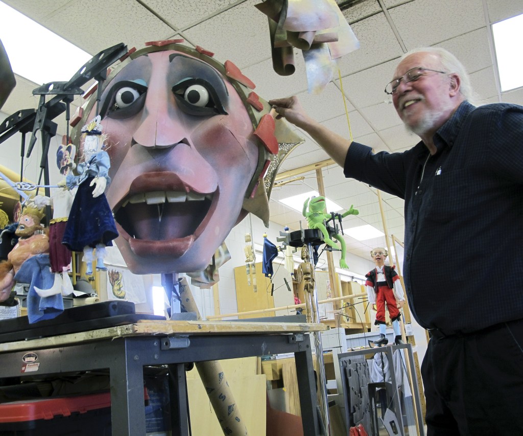 Bart Roccoberton Jr., director of the University of Connecticut’s Puppet Arts Program, stands in the school’s workshop in Storrs, Conn. UConn is one of two schools in the nation to offer degrees in puppetry.