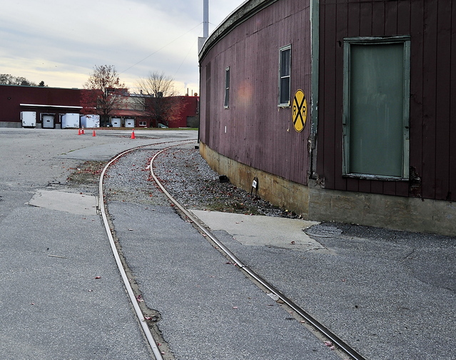 Railroad tracks lead into the B&M plant in Portland. Some hope the line can be used for passenger service to Auburn.