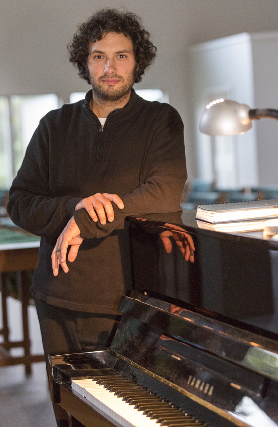 Pianist Derek Herzer performs on Friday at the Franco Center in Lewiston.