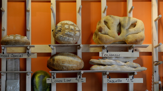 Fresh bread on display at Leaven Beer & Bread House in Somersworth, N.H.