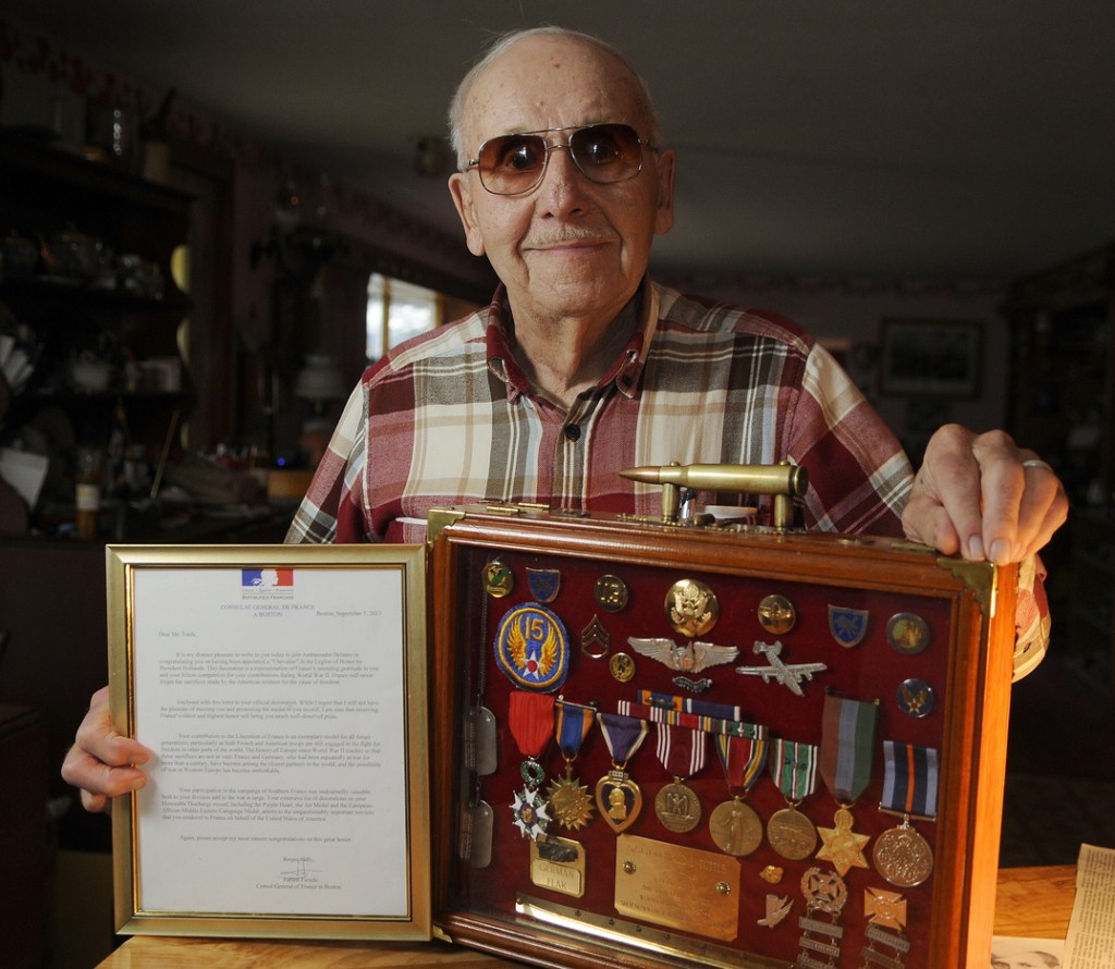 Don Tuttle of Augusta was recently appointed Chevalier, or knight, in the French Legion of Honor, for his service as a tailgunner on a B-24 bomber over France.