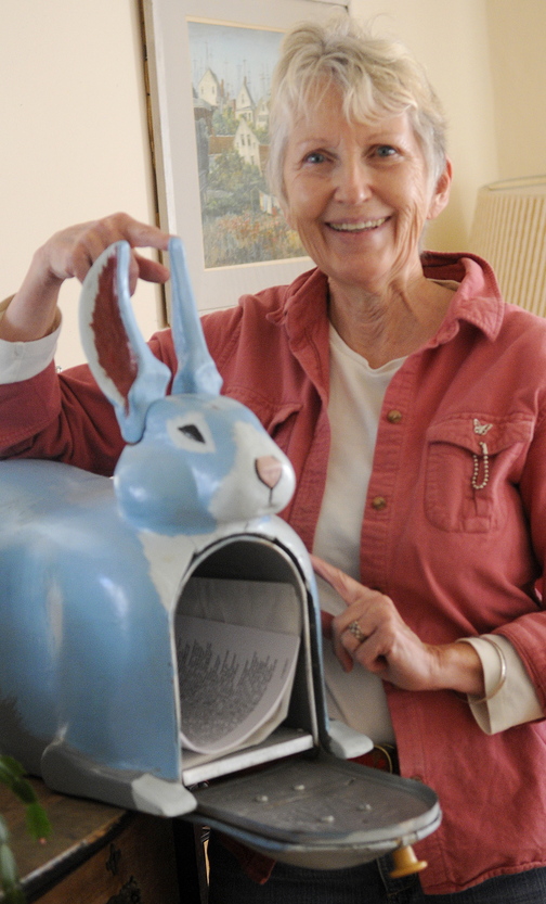 Sheila Stratton, widow of Abbott Vaughn Meader, says her late husband started collecting blue rabbits after an acid trip where he saw himself as a blue rabbit.