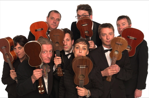 Members of the Ukulele Orchestra of Great Britain have fun with their tiny instruments, but when it comes to their music, they’re all business.