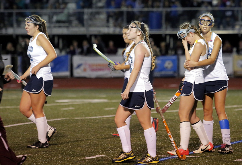 There were tears on the field from the York players after they lost, 1-0, to Nokomis in the Class B field hockey championship at Yarmouth High School Saturday, November 2, 2013.