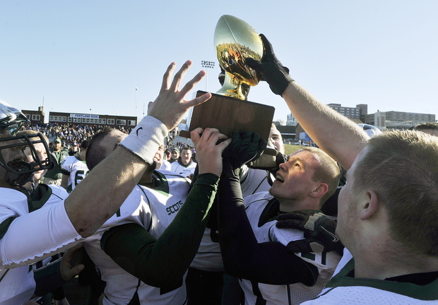 The goal from the start was to win the Class A football championship, and Bonny Eagle reached that goal Saturday, using a final drive to rally past Cheverus for a 31-28 victory at Fitzpatrick Stadium. And yes, the Scots got their wish. They raised the Gold Ball.