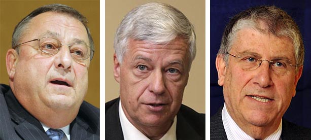 Republican Gov. Paul LePage, left, Democratic Rep. Mike Michaud and independent Eliot Cutler: Compared to 2010, the field of fewer candidates this year should make it easier for voters to zero in on a favorite.