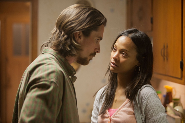 Christian Bale’s character comes home from prison to discover that his girlfriend, played by Zoe Saldana, has left him for the local sheriff (played by Forest Whitaker).