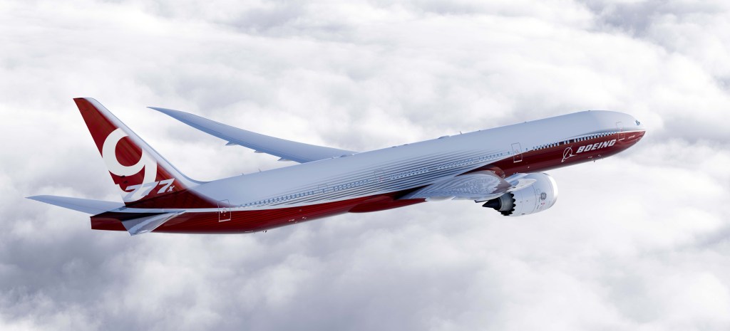 In this artist’s concept provided by The Boeing Co. is the 777-9X, the largest of the aerospace company’s new family of 777X jetliners. Boeing currently has more than a dozen states in competition from coast to coast offering property, billions of dollars of tax breaks, favorable labor deals and customized employee training hoping that Boeing will choose them to assemble its new 777X jetliner.