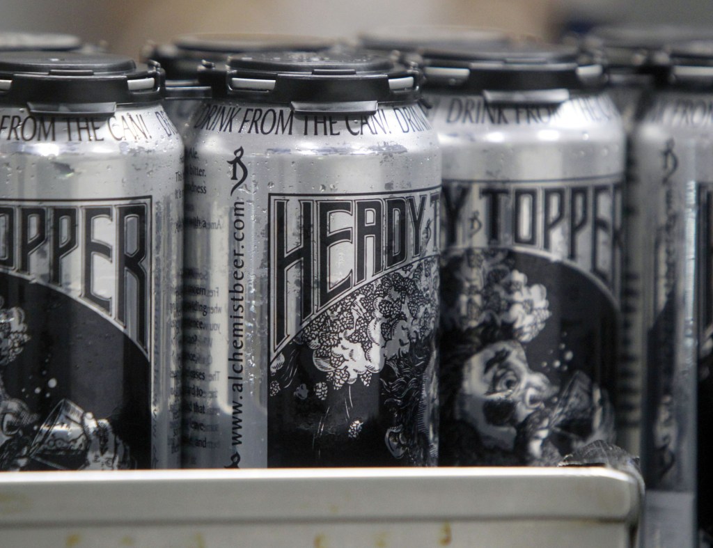 Cans of Heady Topper roll off the line at The Alchemist in Waterbury, Vt., earlier this year.
