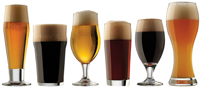 The Libbey Craft Brew set has two each of six glasses: a classic pilsner, an English pub glass, a Belgian ale glass, a craft pub glass, a porter/stout glass and a wheat beer glass.