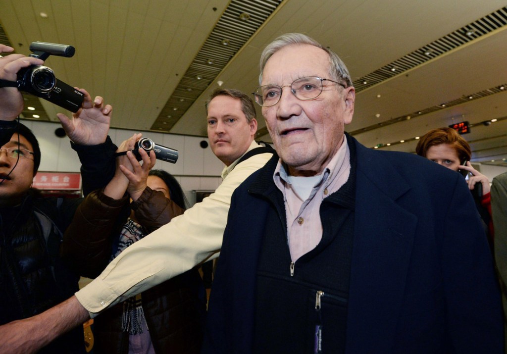 U.S. tourist Merrill Newman arrives at Beijing airport Saturday after being released by North Korea. Newman was detained for more than a month.