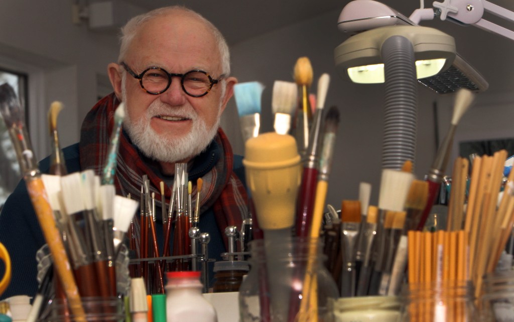 Children’s author and illustrator Tomie dePaola poses in his studio in New London, N.H. For nearly 50 years, he has been working on children’s books, which have sold more than 15 million copies worldwide and have been translated into about 25 languages.