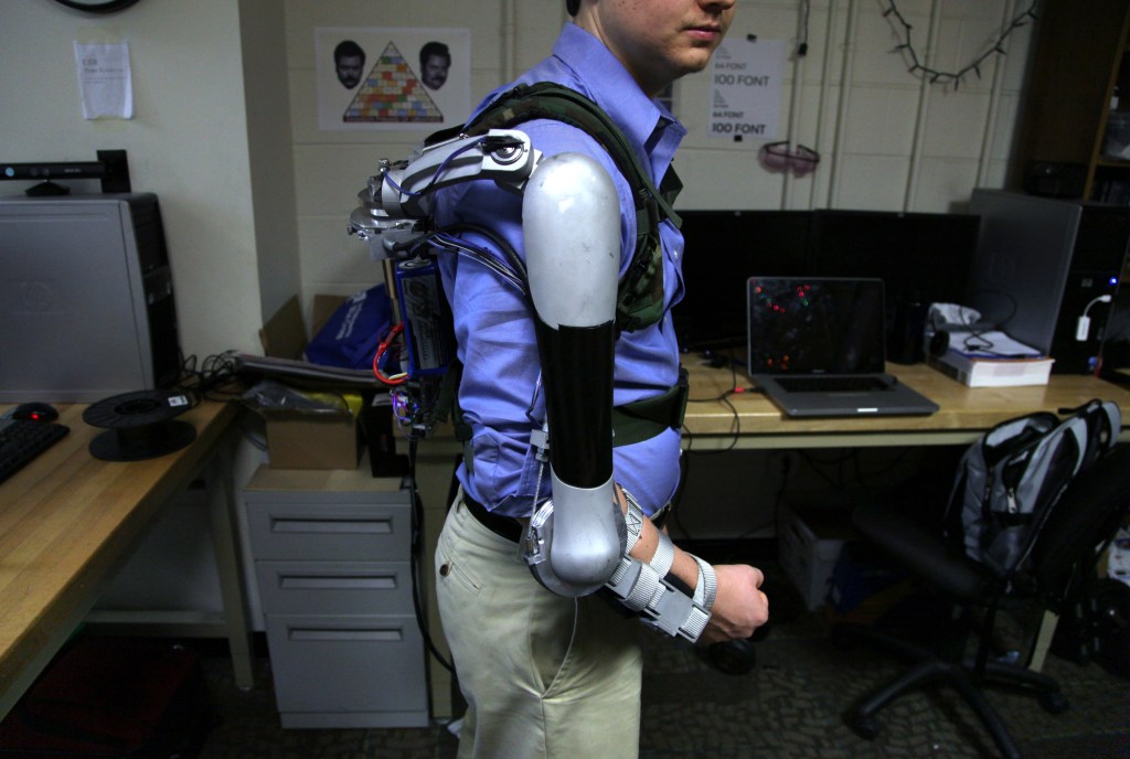 Nick McGill wears the Titan Arm. The final product cost less than $2,000 and weighs 18 pounds