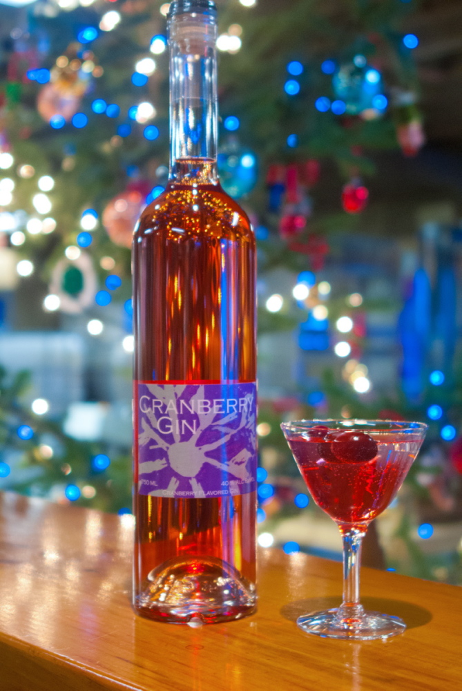 Sweetgrass Farm's Cranberry Gin is tasty and, bonus, a lovely Merry Christmas red as well.