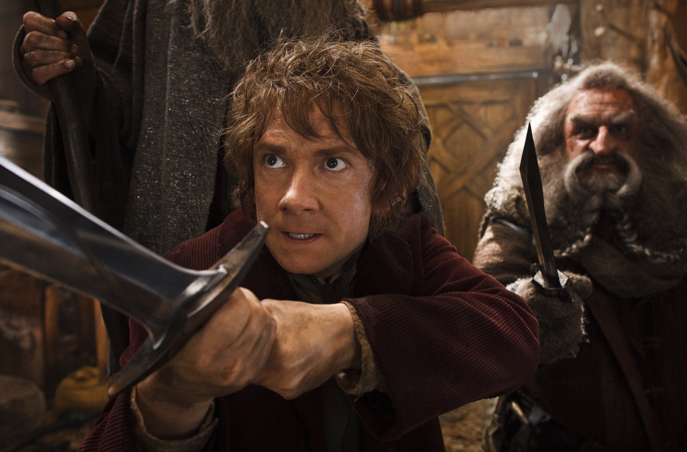 Martin Freeman as the hobbit Bilbo Baggins, left, and John Callen as the dwarf Oin in “The Desolation of Smaug.”