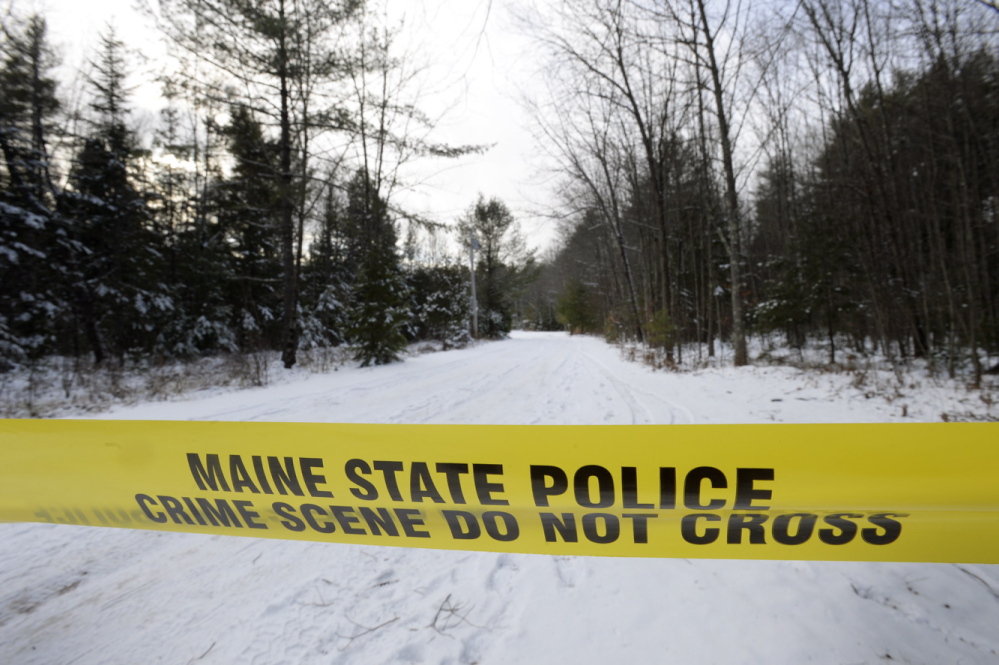 Police tape blocks the driveway at 33 Little Falls Rd. in Hollis, where John Knudsen 61, was shot and killed after he fired at troopers Friday, Dec. 13, 2013. Shawn Patrick Ouellette/Staff Photographer
