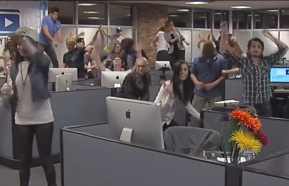 Video frame of people dancing to the “Harlem Shake,” a song that inspired a procession of amusing dance videos and ranked No. 5 on Google’s list of the most-searched-for items of 2013.