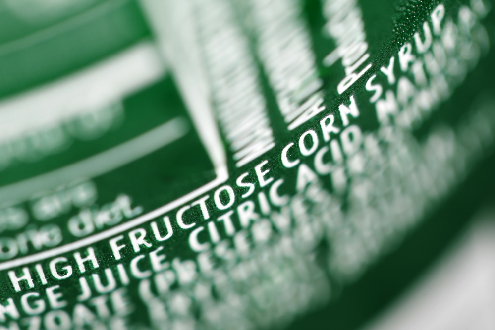 A nutrition label on a can of soda shows corn syrup as an ingredient. Over the past decade, the use of high-fructose corn syrup in packaged foods and drinks has fallen 18 percent, according to market researcher Euromonitor International.