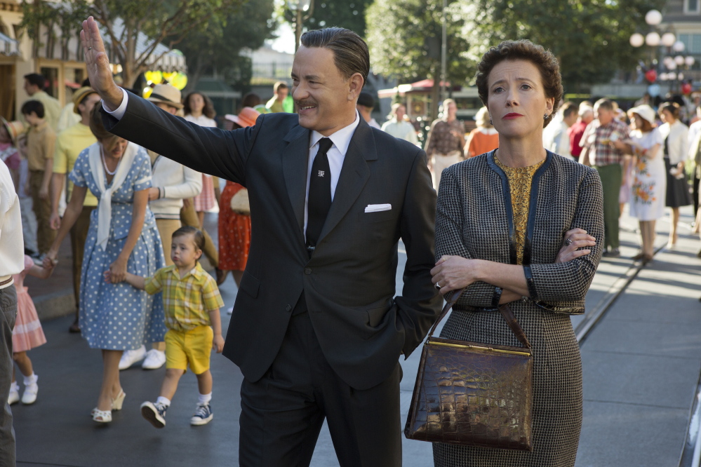 Tom Hanks as Walt Disney and Emma Thompson as author P.L. Travers in “Saving Mr. Banks.”
