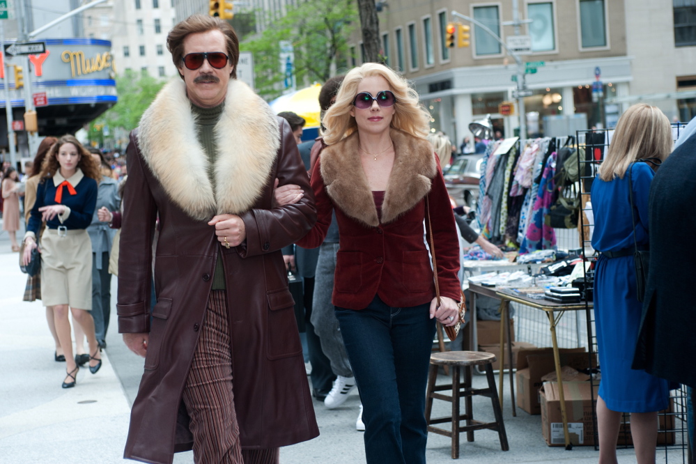 Will Ferrell as Ron Burgundy and Christina Applegate as Veronica Corningstone in “Anchorman 2: The Legend Continues.”
