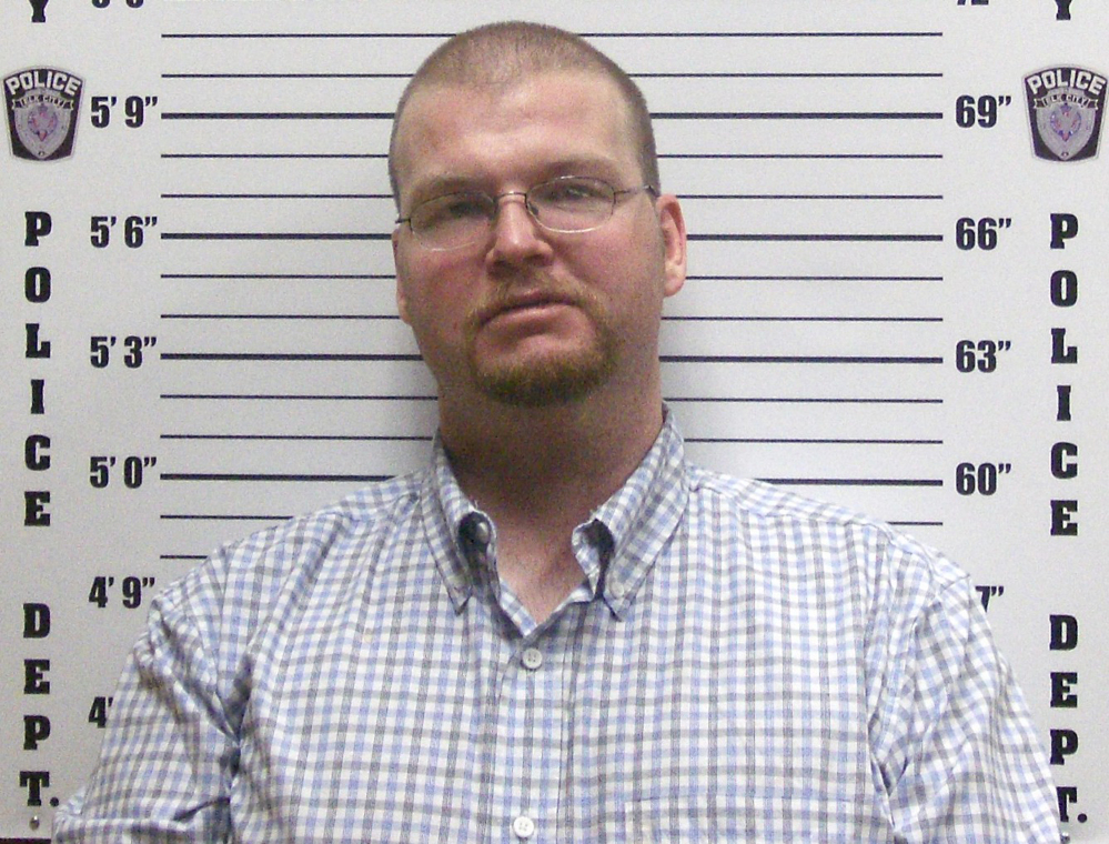Booking photo of Justin Harrel released by Elk City, Okla., Police Department,