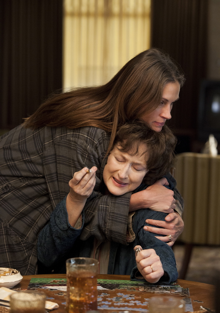 Julia Roberts, top, and Meryl Streep in “August: Osage County.”