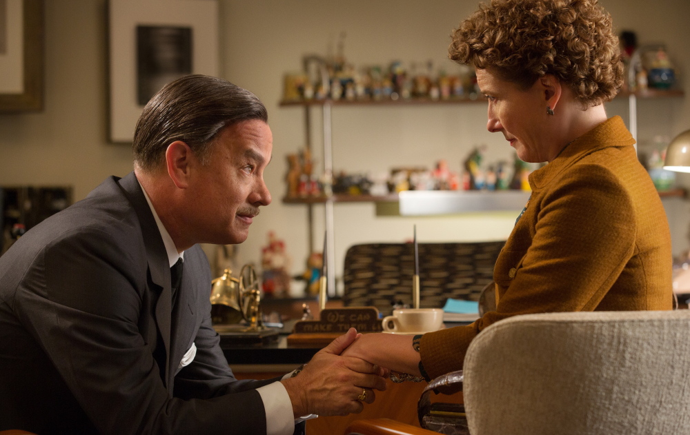 Tom Hanks as Walt Disney and Emma Thompson as author P.L. Travers in a scene from “Saving Mr. Banks.”