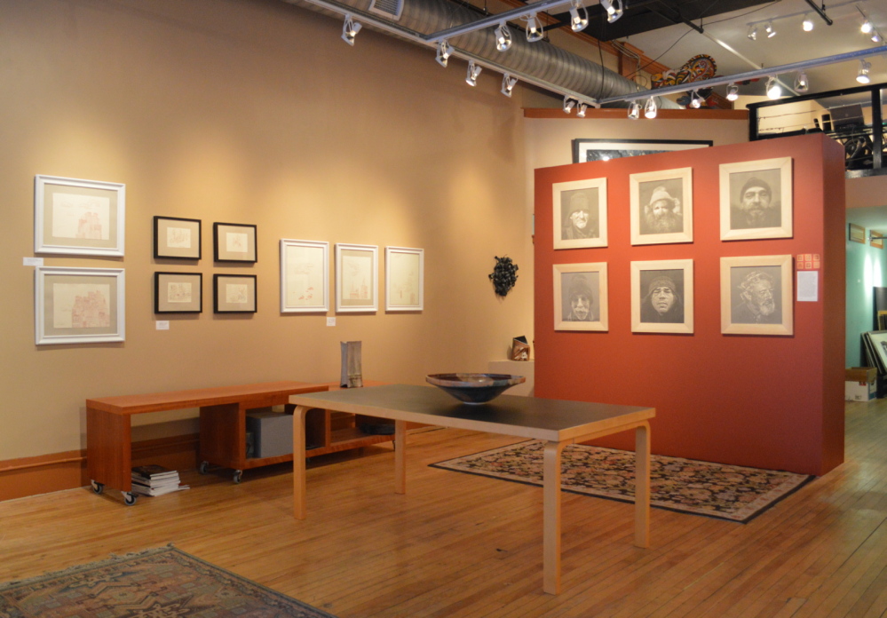 Works by Kimbery Convery and Wyatt Barr hang at A Fine Thing: Edward T. Pollack Fine Arts.