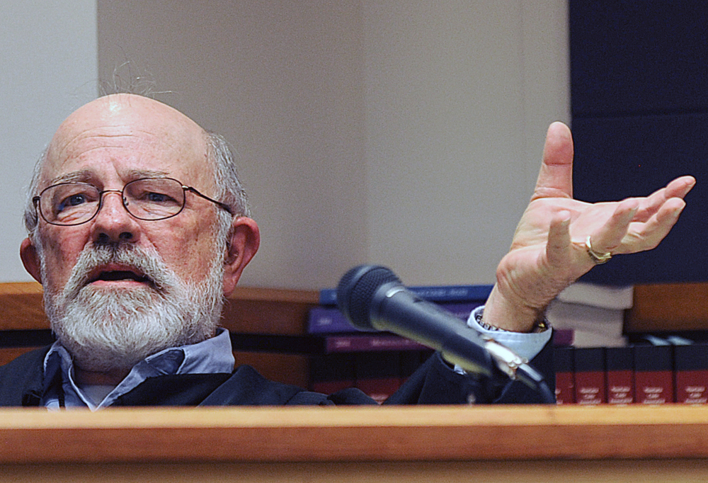 Montana District Judge G. Todd Baugh presides at a hearing in this undated photo.