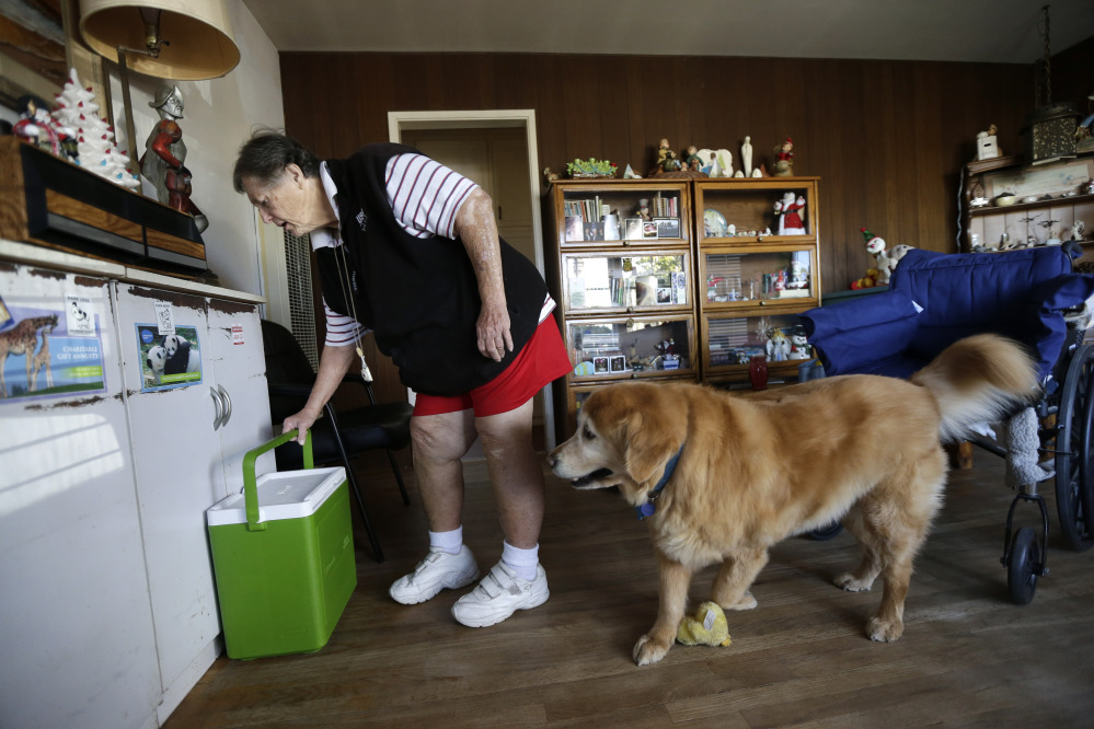 Sherry Scott and her dog both receive food from Meals on Wheels.