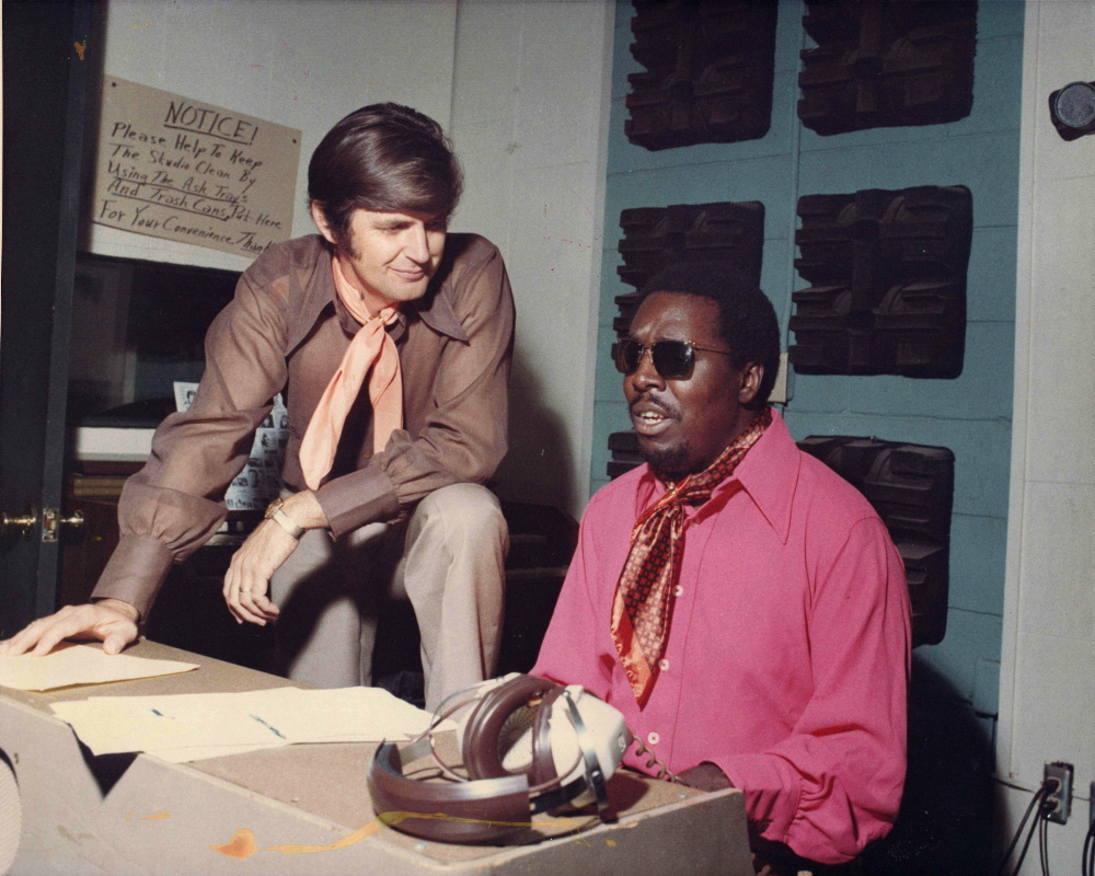 The blues and soul singer Clarence Carter with producer Rick Hall at Hall’s Fame Studios in Muscle Shoals, Ala.