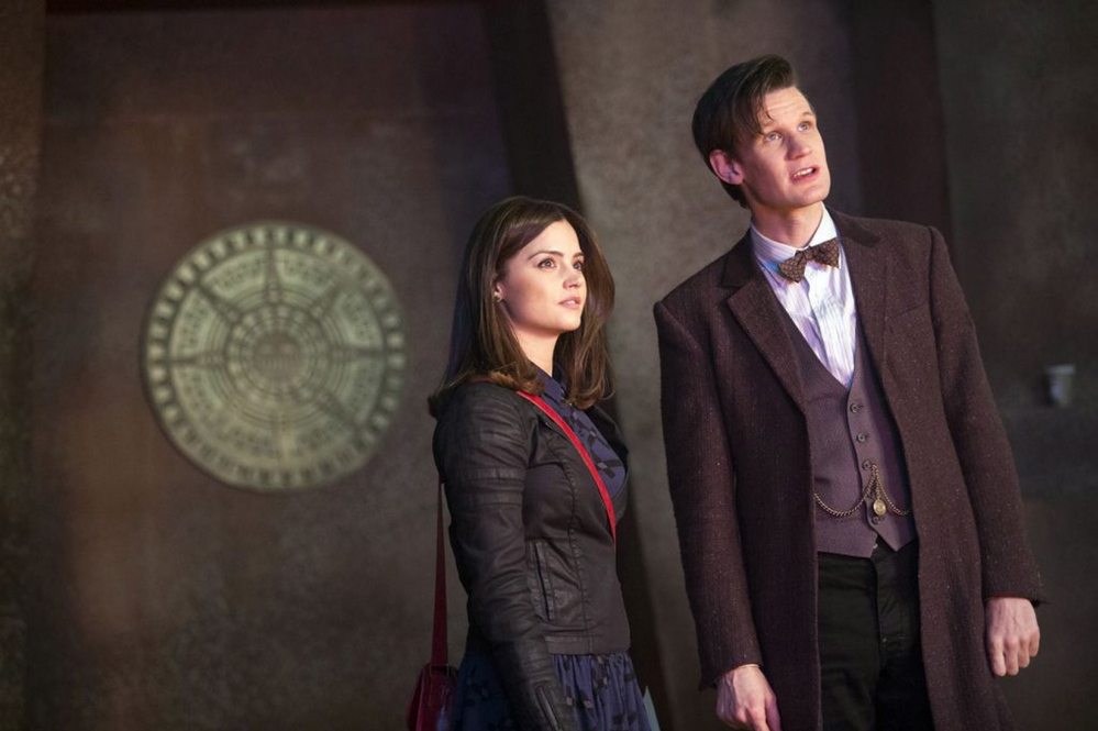 Jenna-Louise Coleman as Clara Oswald and Matt Smith as the Doctor.