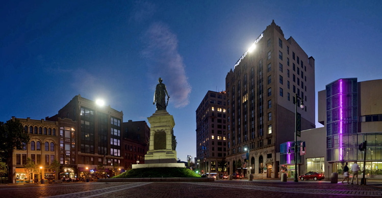“Monument Square Panorama (Night)” by Corey Templeton, 2011.