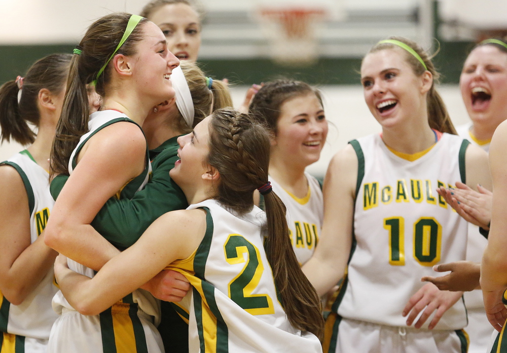 Allie Clement hadn’t really wanted to talk about it because it was a personal, not a team goal. But Monday night she reached her goal, the landmark 1,000 career points, and her McAuley teammates led the celebration during the first quarter of a 74-29 victory against Windham.