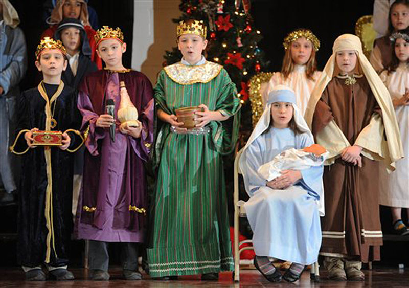 Fourth-graders perform a nativity play at St. Benedict's Catholic Grade School in Johnstown, Pa.