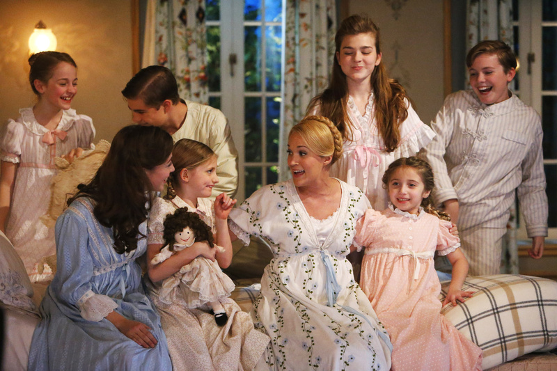 From left, Sophia Ann Caruso as Brigitta, Ariane Rinehart as Liesl, Michael Nigro as Friedrich, Grace Rundhaug as Marta, Carrie Underwood as Maria, Ella Watts-Gorman as Louisa, Peyton Ella as Gretl, and Joe West as Kurt, appear in “The Sound of Music Live!” The live-TV version of the stage play aired Thursday on NBC. NUP_159380,Select