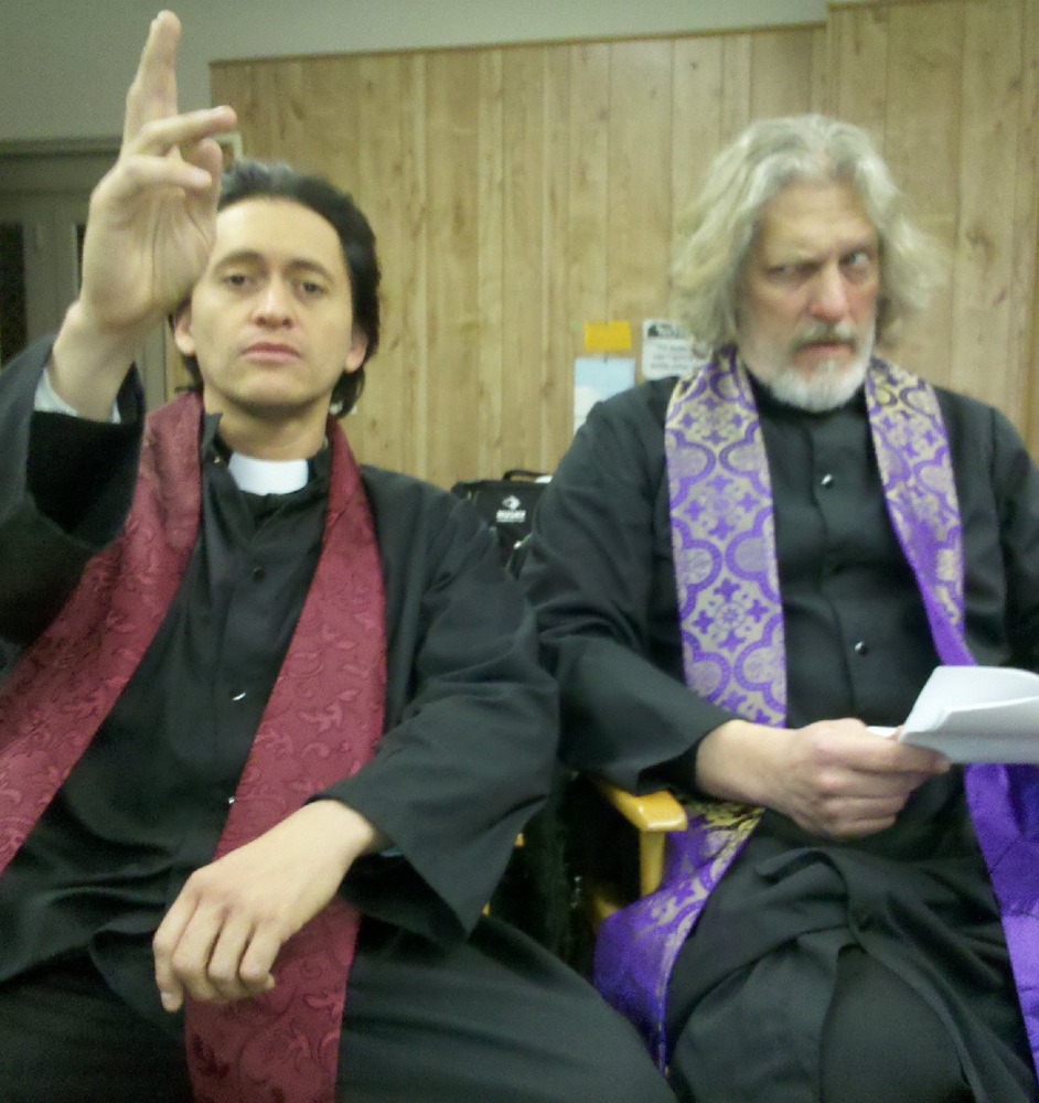 Clifton Collins Jr., left, and Clancy Brown in “Hellbenders.”