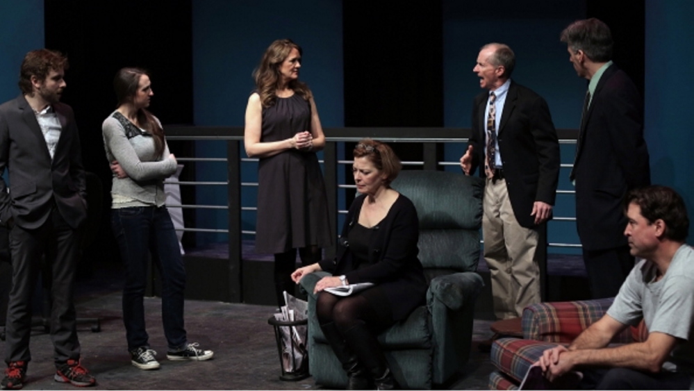 Kathleen Kimball as Ginger, Laura Houck as Becky, and Wil Kilroy as Steve appear in Good Theater’s production of “Becky’s New Car.”